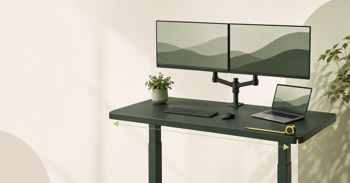 Dual-monitor desk size calculator preview
