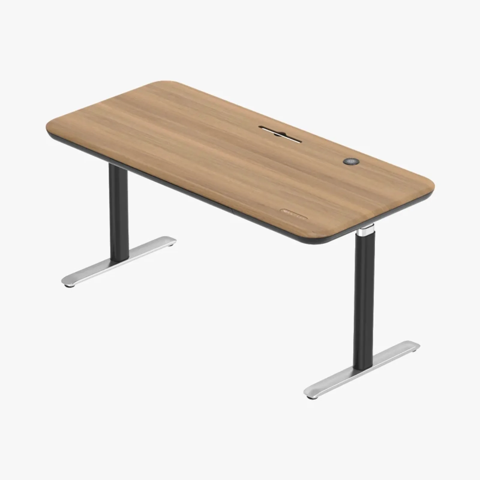 Sunaofe Lunar height-adjustable desk with a wood desktop and black legs